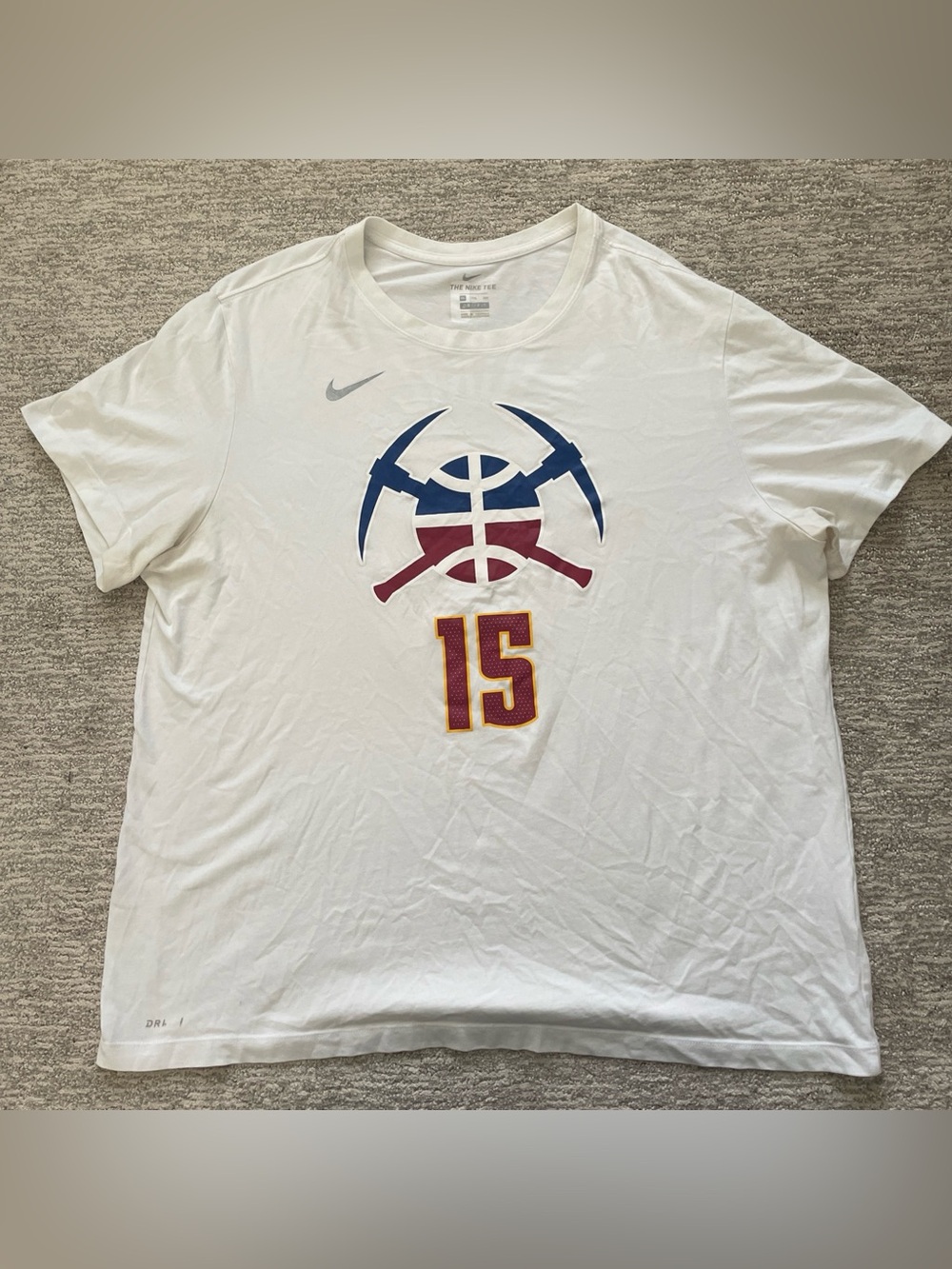 Nike Nikola Jokic Denver Nuggets White Dri-Fit T-Shirt Jersey Men’s Size XXL
